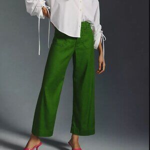 Anthropologie Colette Cropped Wide-Leg Linen Pants